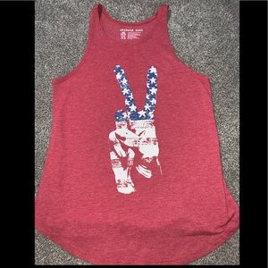 Red white and blue peace sign tank top